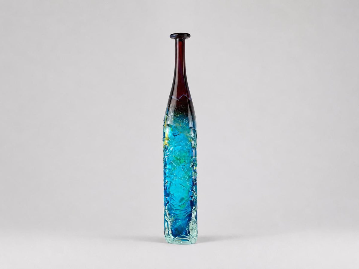 Vintage MDINA Attenuated Glass vase by Michael Harris Malta 1960s 1970s