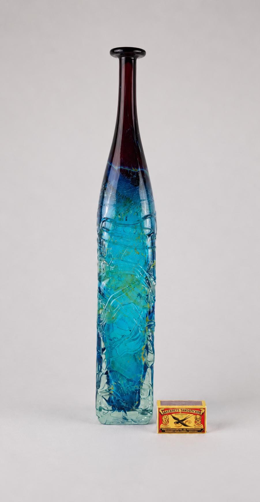 Vintage MDINA Attenuated Glass vase by Michael Harris Malta 1960s 1970s