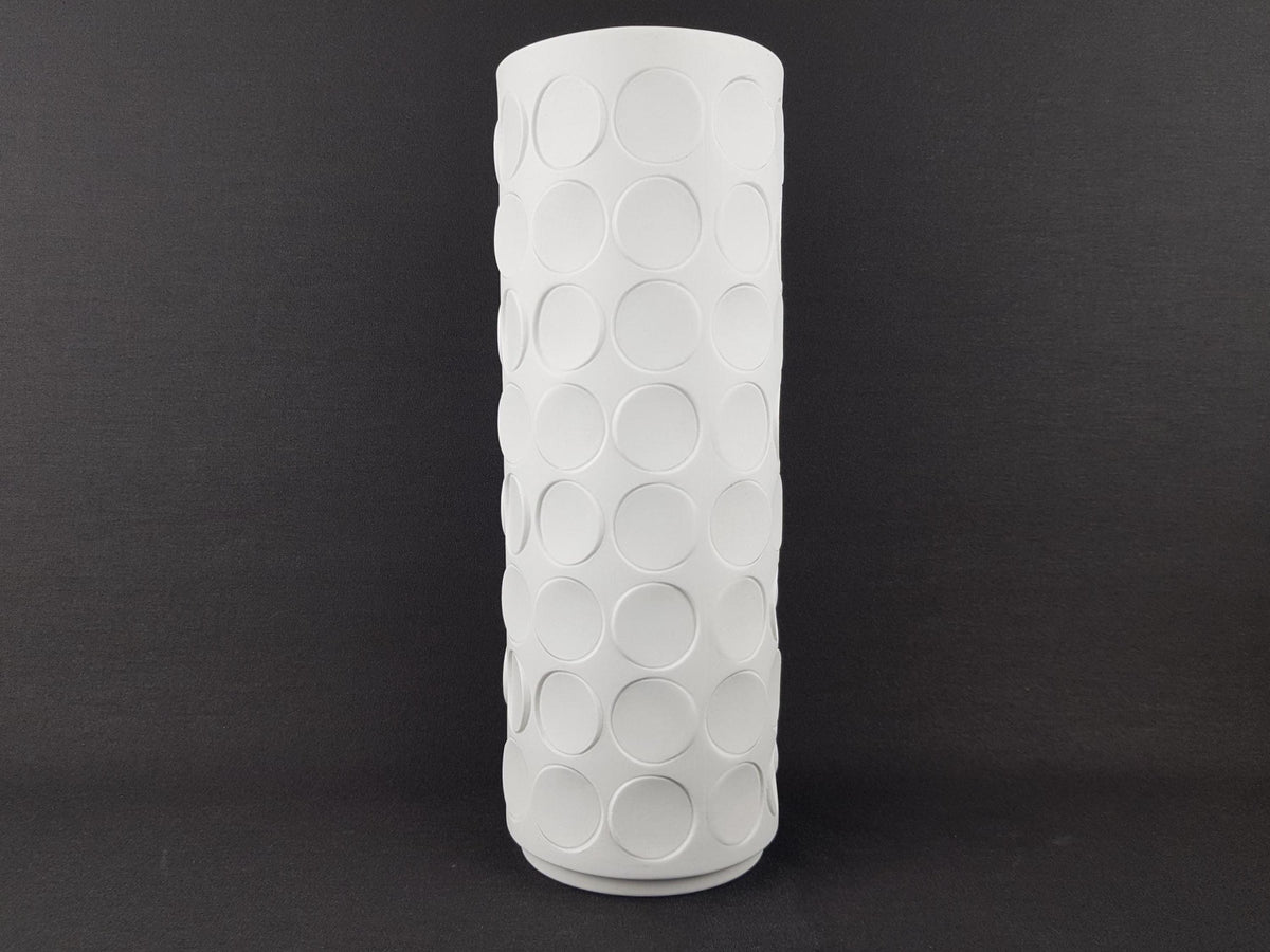 Vintage WINTERLING Biscuit Porzellan White Cylinder Porcelain Op Art Vase From Schwarzenbach West Germany 1970s