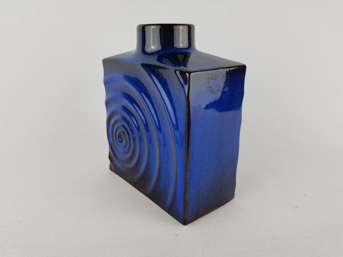Vintage STEULER KERAMIK Blue Zyklon Vase by Cari Zalloni 191-15 West German Pottery 1970s