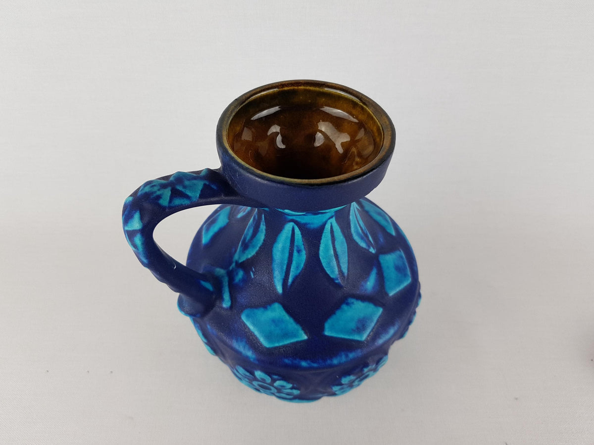 Vintage BAY KERAMIK Blue Vase Toledo Decor 77-17, West German Pottery 1970s Ernst Stauber Töpfermeister Kollektion 1970's