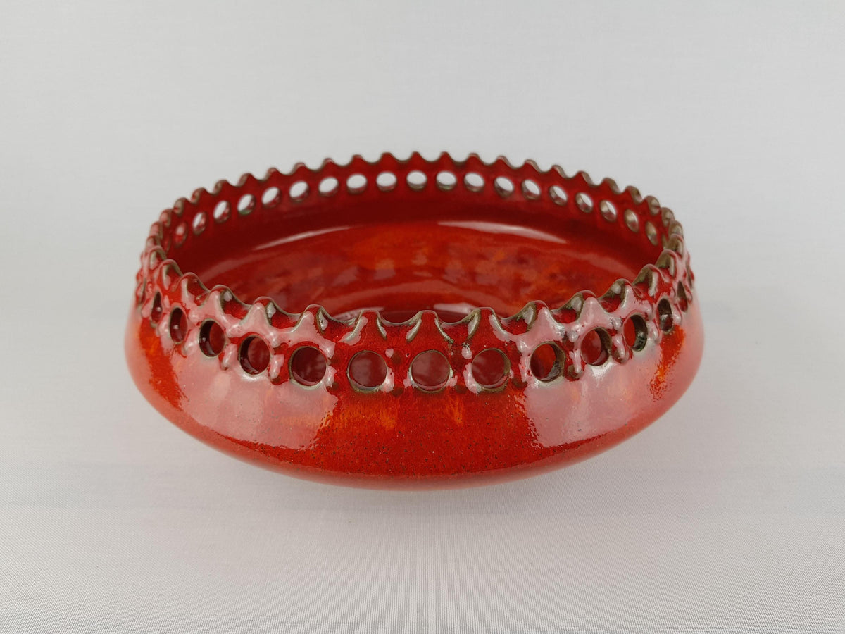 Vintage CERAMANO Royal Bowl 354, Red Crown Bowl, West German Pottery 1960s 1970s