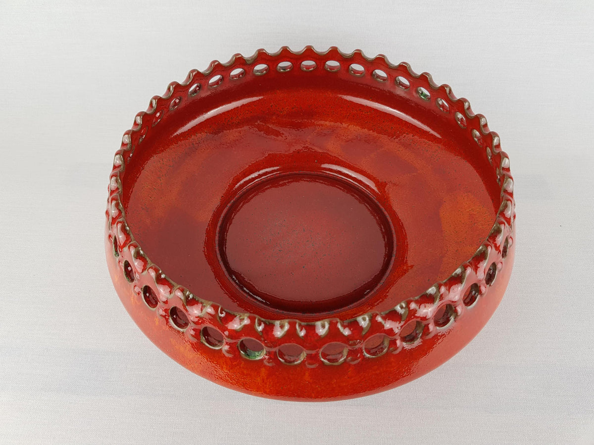 Vintage CERAMANO Royal Bowl 354, Red Crown Bowl, West German Pottery 1960s 1970s