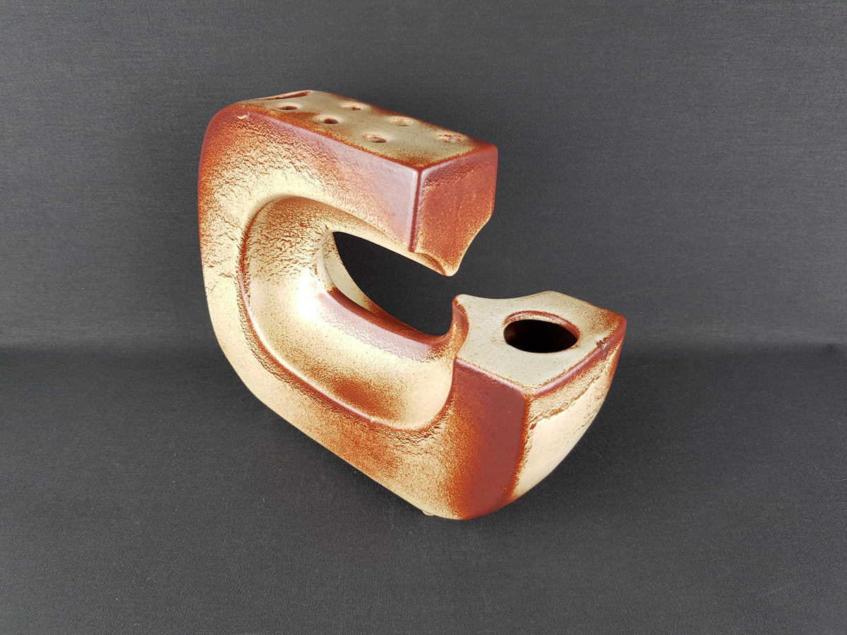 Vintage BERTONCELLO Rare form Vase by Roberto Rigon with Screziato Havana Decor Mid-Century Modern Style 1970's from Italy