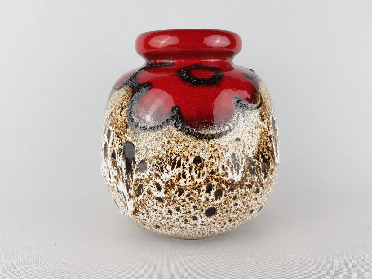 Vintage SCHEURICH KERAMIK CERAMOS Vase 284-19 – Red & Beige Fat Lava – West German Pottery – 1970s