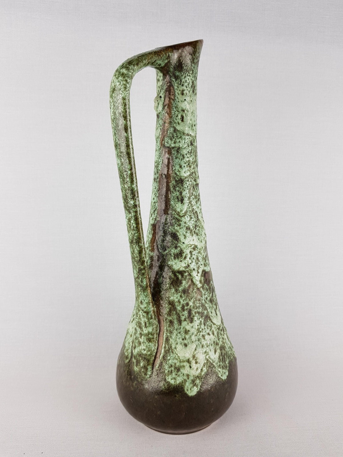 Vintage ELMA KERAMIK Brown and Green Fat Lava Pitcher Vase 410-36 – West German Pottery – 1950s