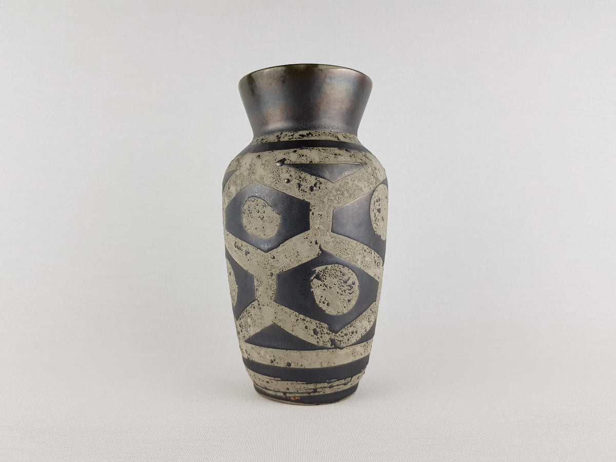 Vintage CARSTENS KERAMIK Grey and Black with Ankara Decor West German Pottery 1960s