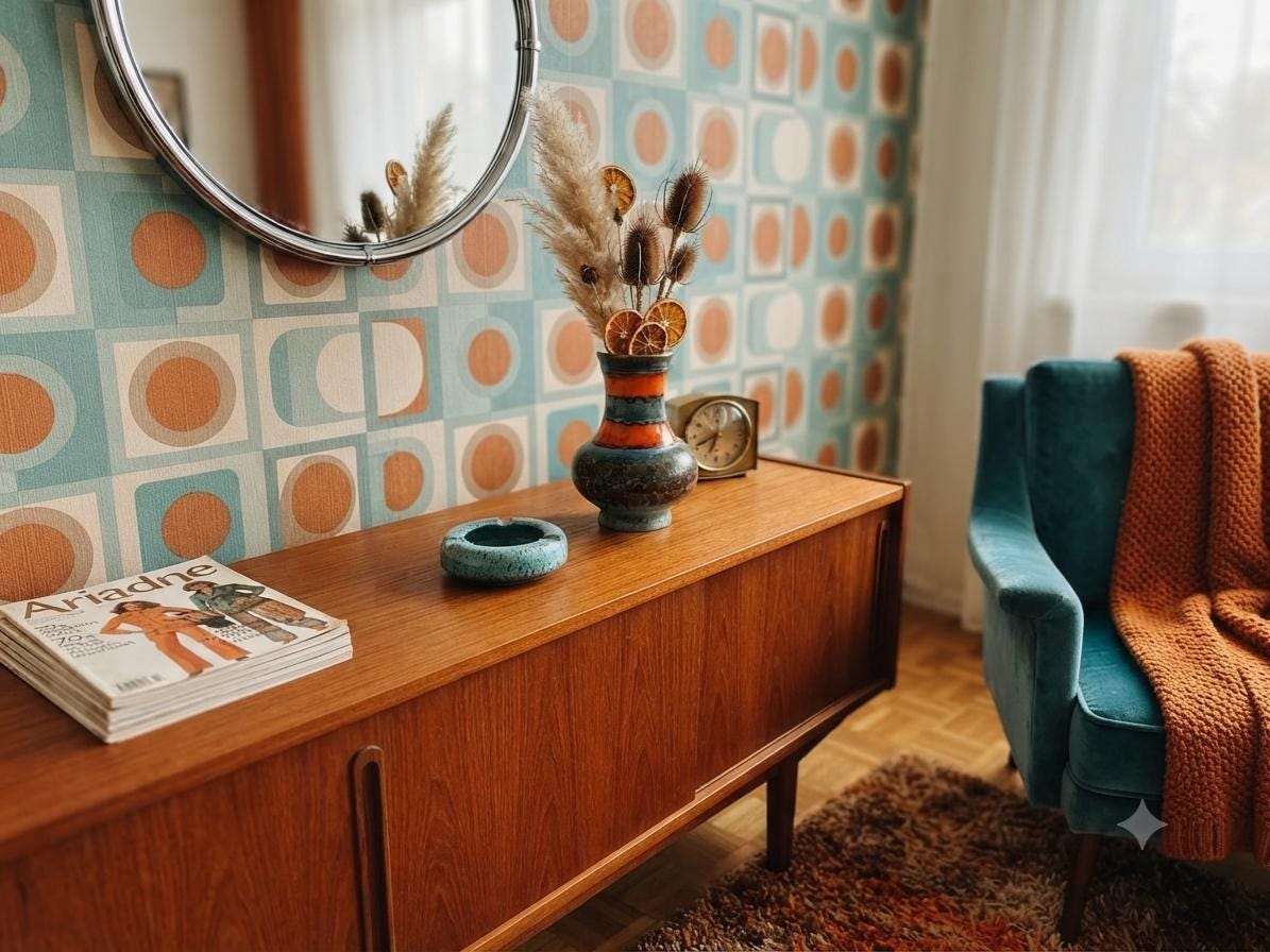 Vintage UBELACKER (Ü-KERAMIK) Turquoise and Orange Vase 528 18 West German Pottery 1970s