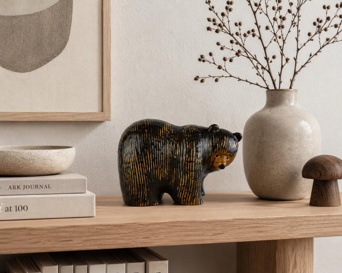 Vintage LISA LARSON Ceramic Bear "Björn" from Lillskansen Series of Gustavsberg Studio Pottery Sweden 1977s