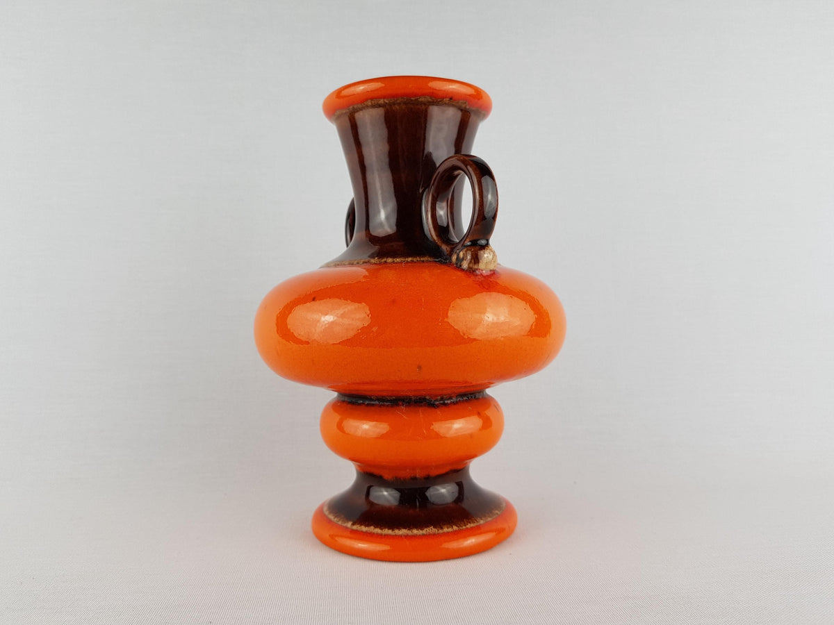 Vintage JASBA KERAMIK Double Handled Orange and Brown Vase 1170 20 West German Pottery 1960s 1970s