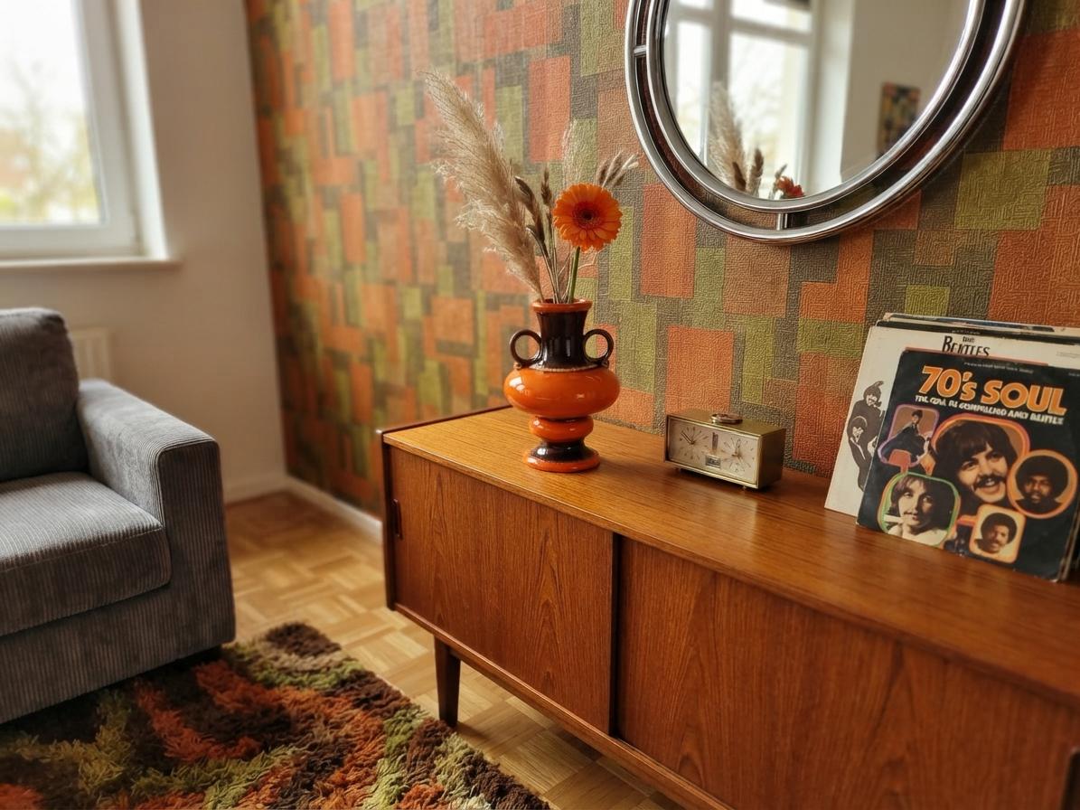 Vintage JASBA KERAMIK Double Handled Orange and Brown Vase 1170 20 West German Pottery 1960s 1970s