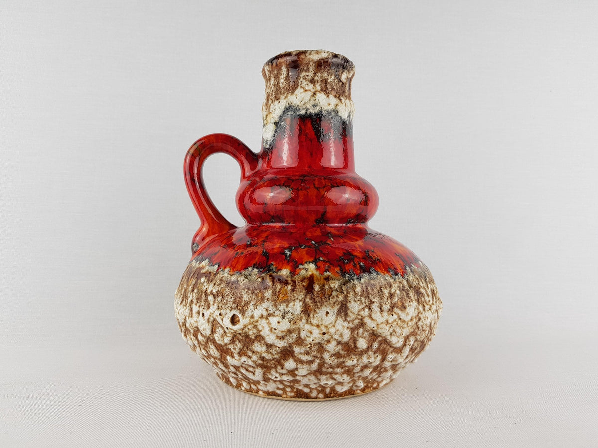 Vintage JOPEKO KERAMIK Reddish Orange Fat Lava Jug Vase 402-21 West German Pottery 1970s