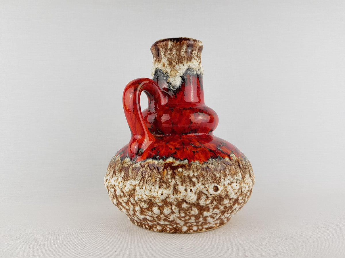 Vintage JOPEKO KERAMIK Reddish Orange Fat Lava Jug Vase 402-21 West German Pottery 1970s
