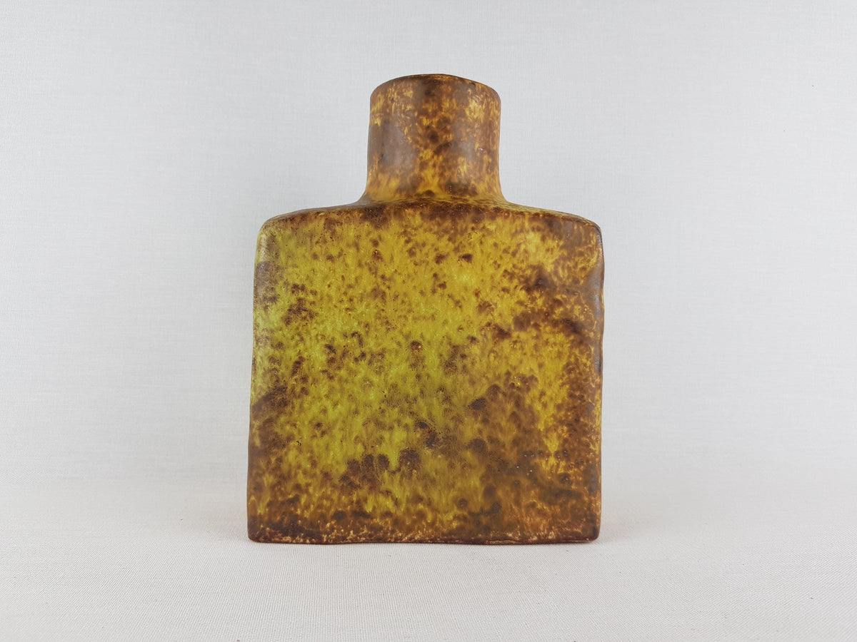 Vintage MOBACH Brown and Yellow Ceramic Vase Dutch Studio Pottery 1970s