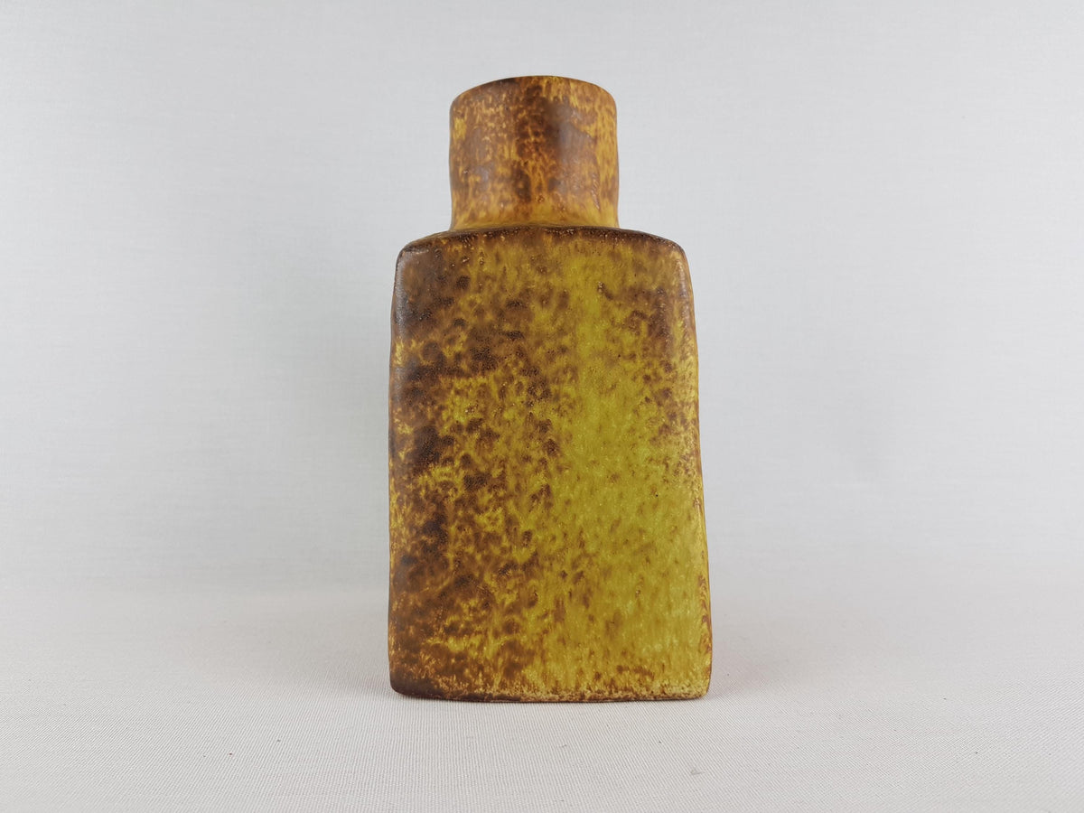 Vintage MOBACH Brown and Yellow Ceramic Vase Dutch Studio Pottery 1970s