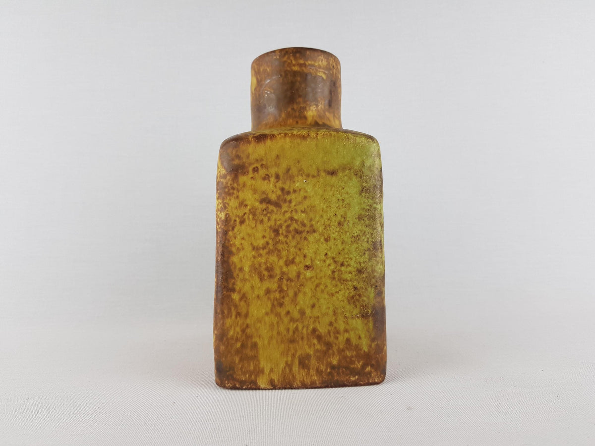 Vintage MOBACH Brown and Yellow Ceramic Vase Dutch Studio Pottery 1970s