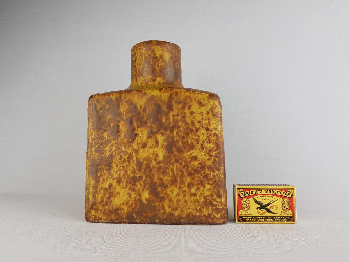 Vintage MOBACH Brown and Yellow Ceramic Vase Dutch Studio Pottery 1970s