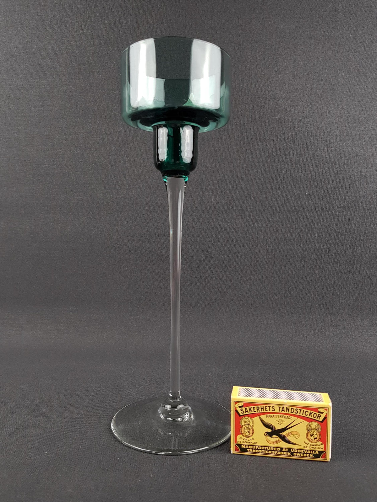 Vintage FLORA Glass Vase Candle Holder Scandinavian Art Glass Sweden 1960s 1970s