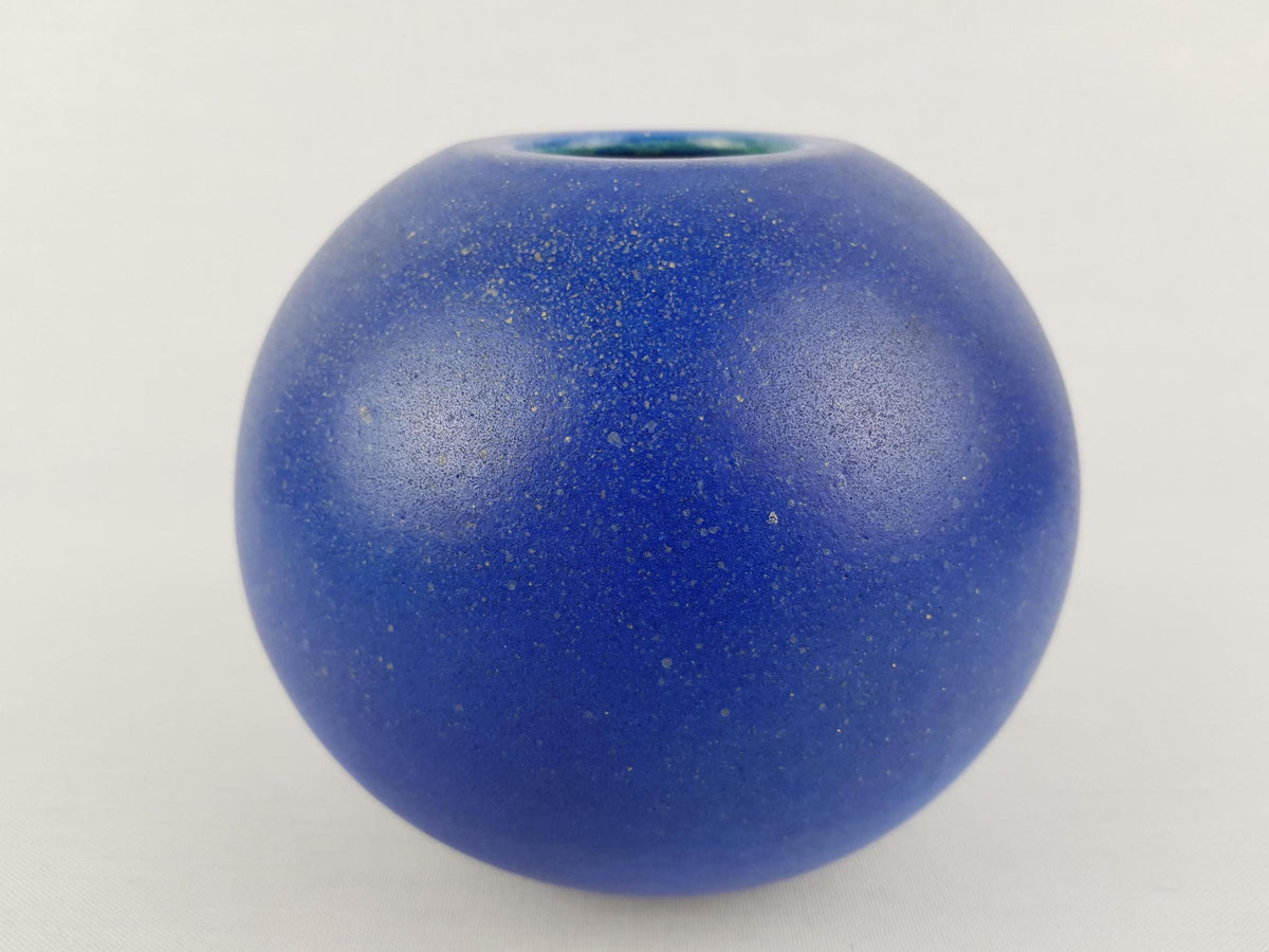 Vintage RUSCHA KERAMIK Matte Blue Ball Vase 883/1 West German Pottery Fat Lava Era 1970s