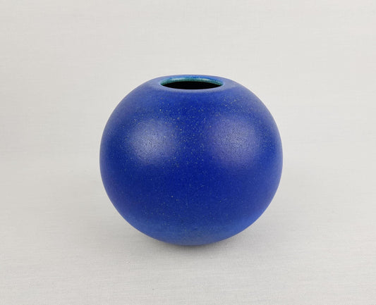 Vintage RUSCHA KERAMIK Matte Blue Ball Vase 883/1 West German Pottery Fat Lava Era 1970s