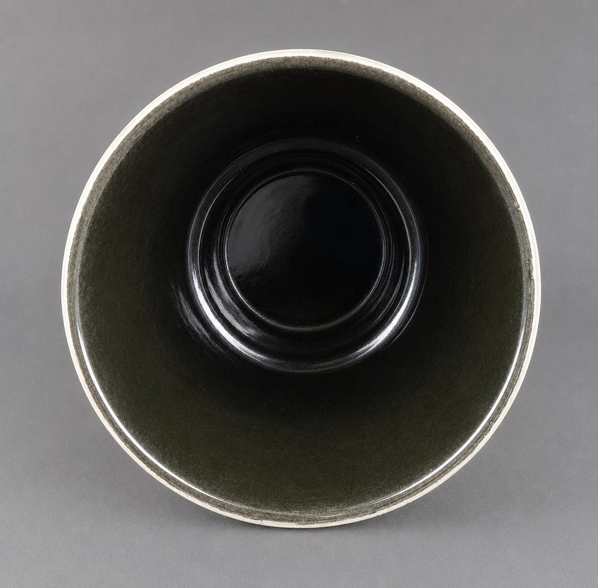 Vintage West German Pottery Black and Beige Planter Flower Pot 1960s 1970s Fat Lava Era