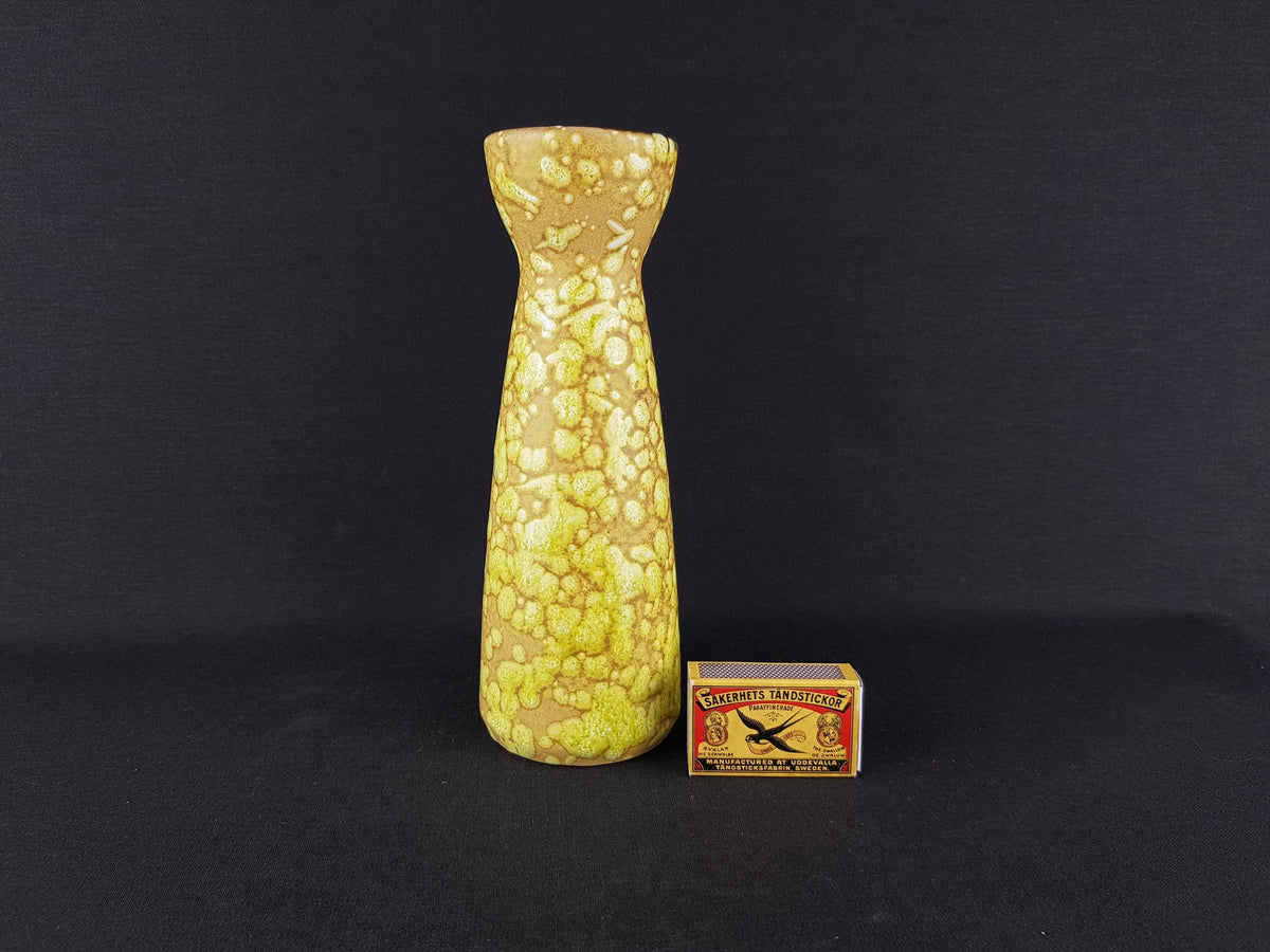 Vintage SCHEURICH KERAMIK Yellow Fat Lava Diabolo Vase 520-22, West German Pottery 1970s