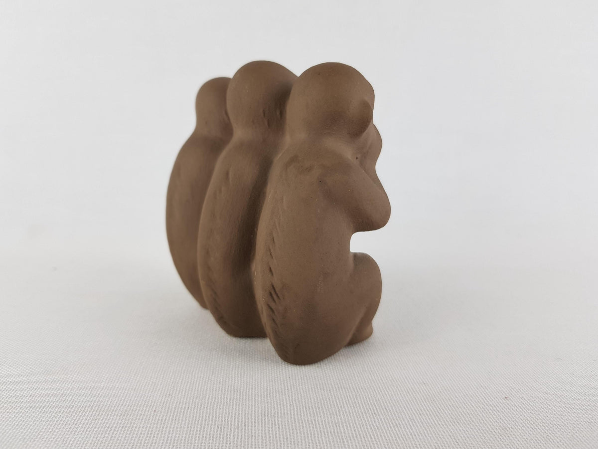 Vintage KARLSRUHER MAJOLIKA Three Wise Monkeys Figurine by Max Heinze West German Pottery 1950s