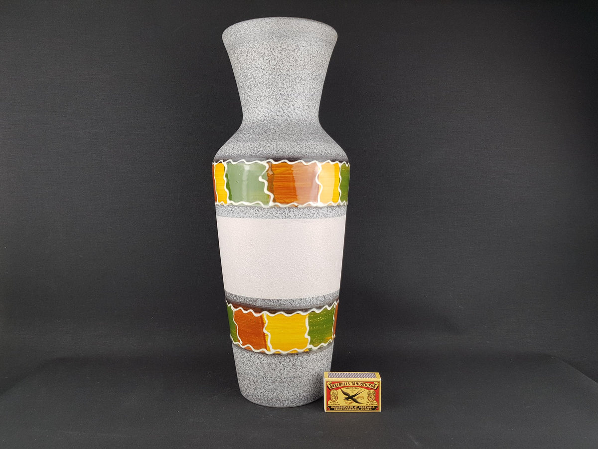 Vintage BAY KERAMIK Grey Vase with Merzig Decor 509-40 West German Pottery 1966s
