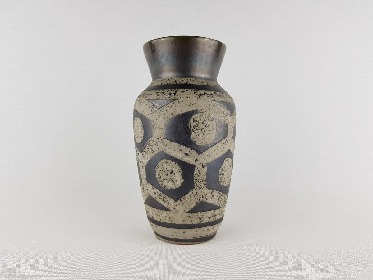 Vintage CARSTENS KERAMIK Grey and Black with Ankara Decor West German Pottery 1960s