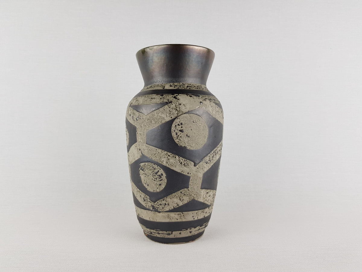 Vintage CARSTENS KERAMIK Grey and Black with Ankara Decor West German Pottery 1960s