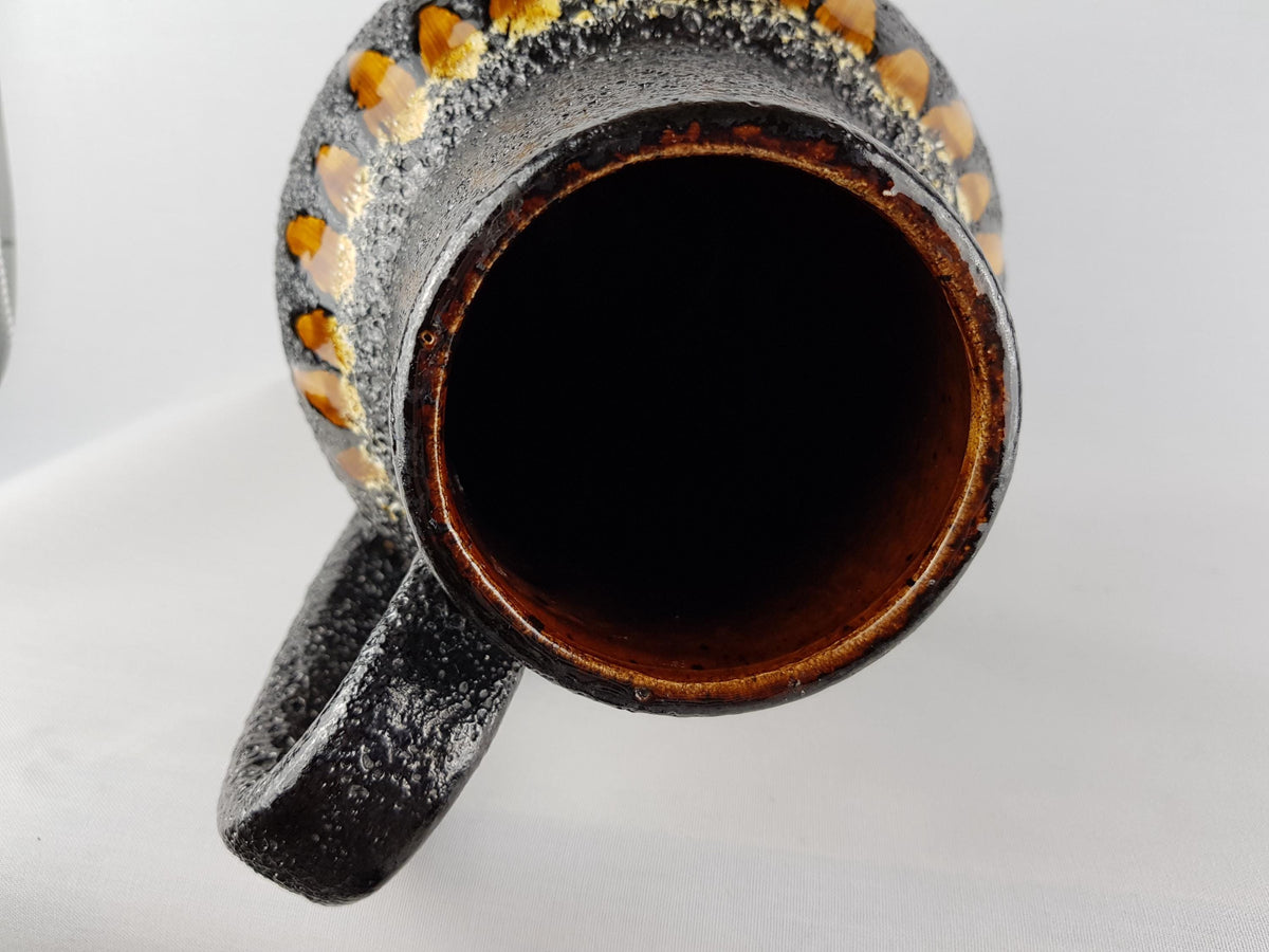 XL Vintage SCHEURICH KERAMIK Black, Orange and Green Fat Lava Vase 279 38 With West German Pottery 1970s
