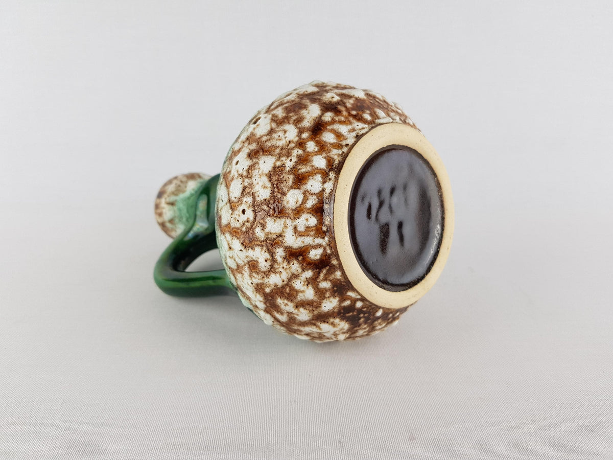 Vintage JOPEKO KERAMIK Green Fat Lava Jug Vase with "Prag" Decor 7201-21 West German Pottery 1970s