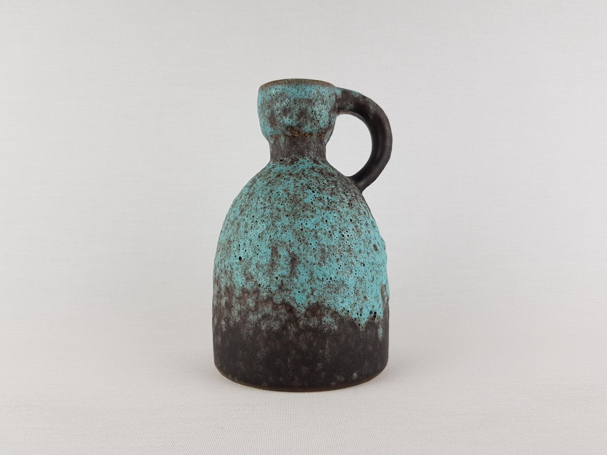 Vintage RUSCHA KERAMIK Turquoise Blue Fat Lava Vase 312 West German Pottery 1960's