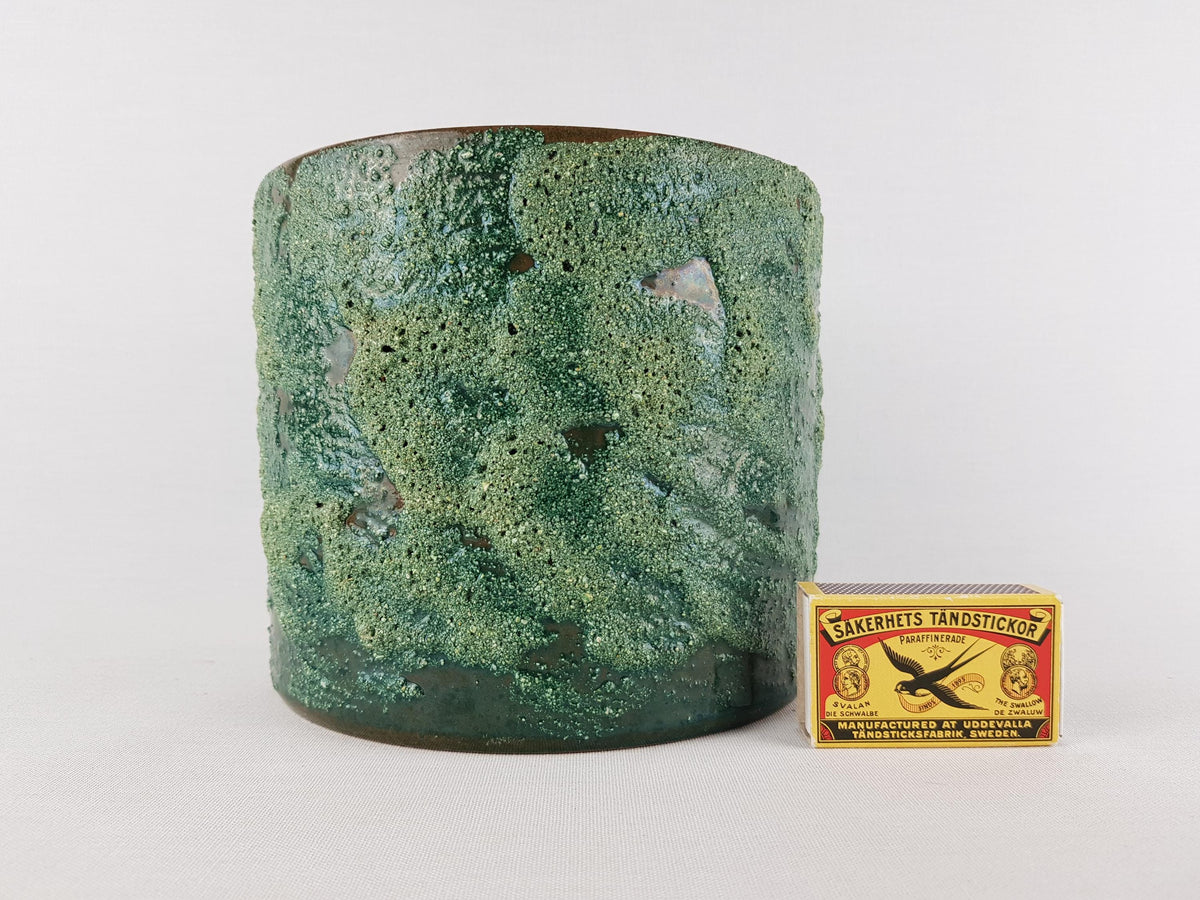 Vintage MAREI KERAMIK Green Flower Pot Planter 11/3 With "Amazonas" Decor West German Pottery 1970-80s