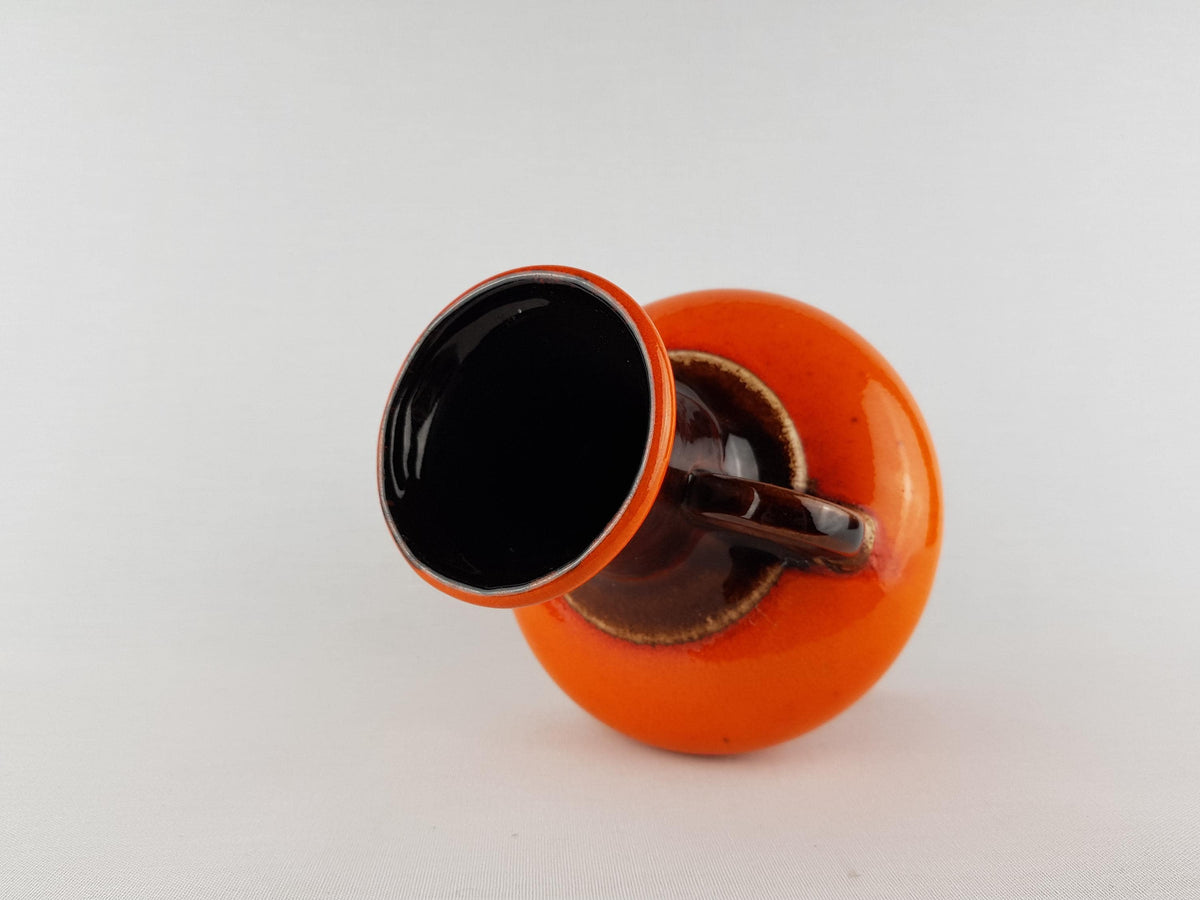 Vintage JASBA KERAMIK Double Handled Orange and Brown Vase 1170 20 West German Pottery 1960s 1970s