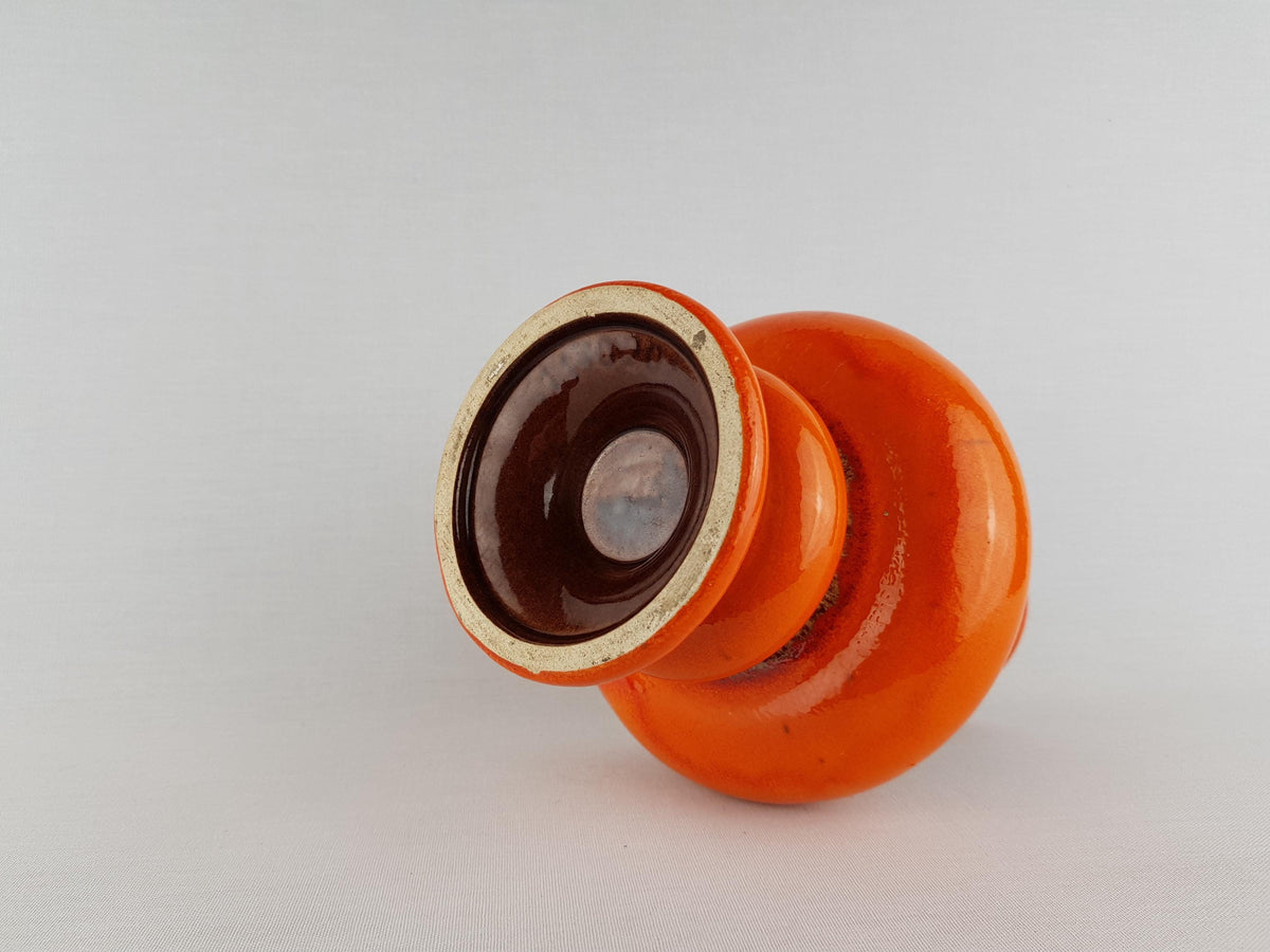 Vintage JASBA KERAMIK Double Handled Orange and Brown Vase 1170 20 West German Pottery 1960s 1970s