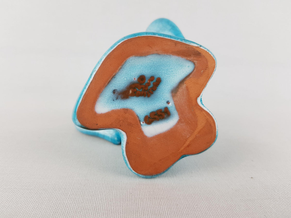 Vintage KARLSRUHER MAJOLIKA Blue Elephant Figurine Model 6551 by Walter Bosse West German Pottery 1950-60s