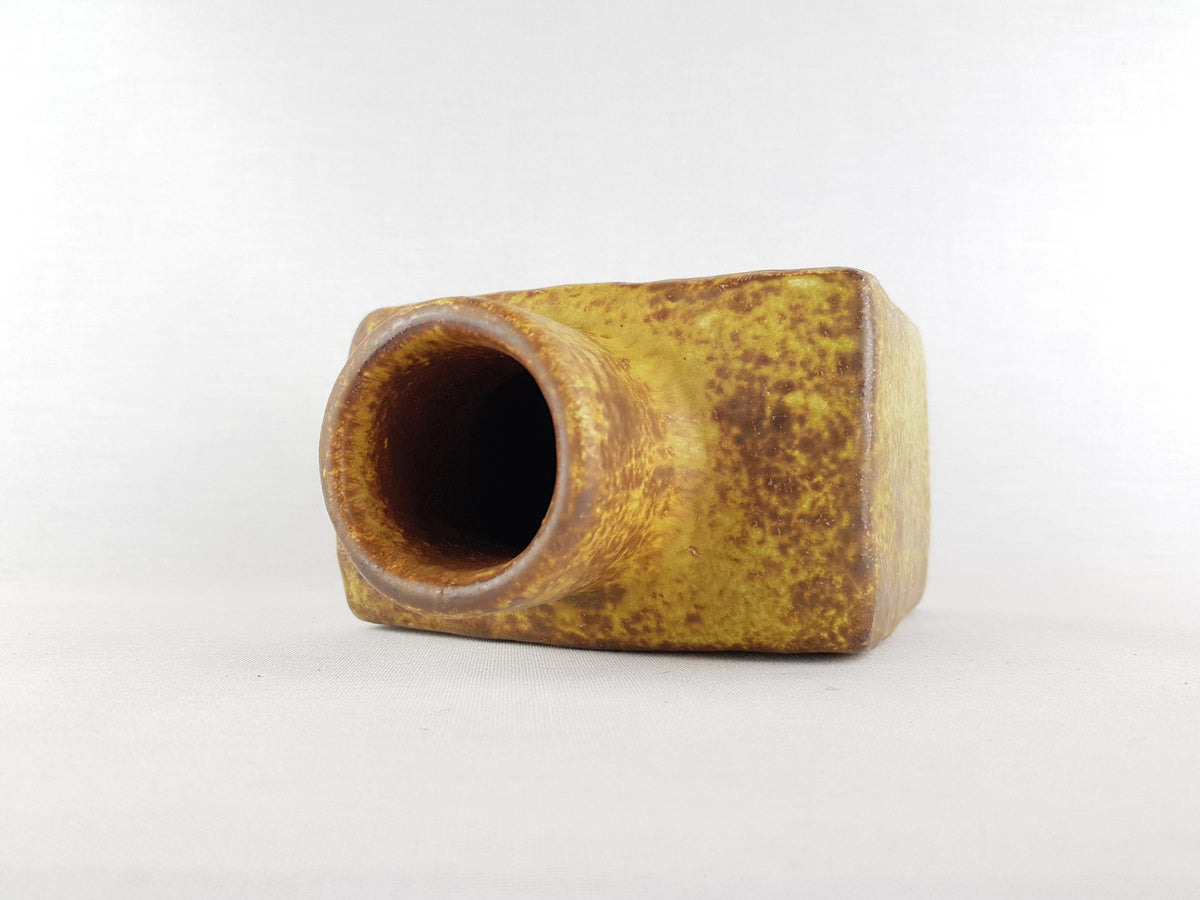 Vintage MOBACH Brown and Yellow Ceramic Vase Dutch Studio Pottery 1970s