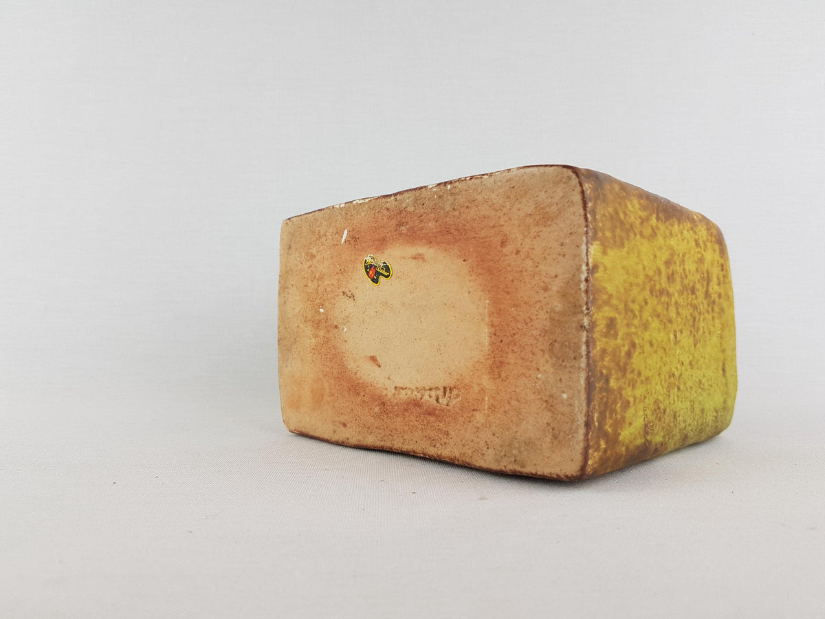 Vintage MOBACH Brown and Yellow Ceramic Vase Dutch Studio Pottery 1970s