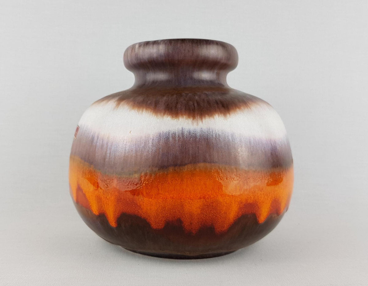 Vintage SCHEURICH KERAMIK CERAMOS Brown and Orange Vase 284-15 West German Pottery – 1970s