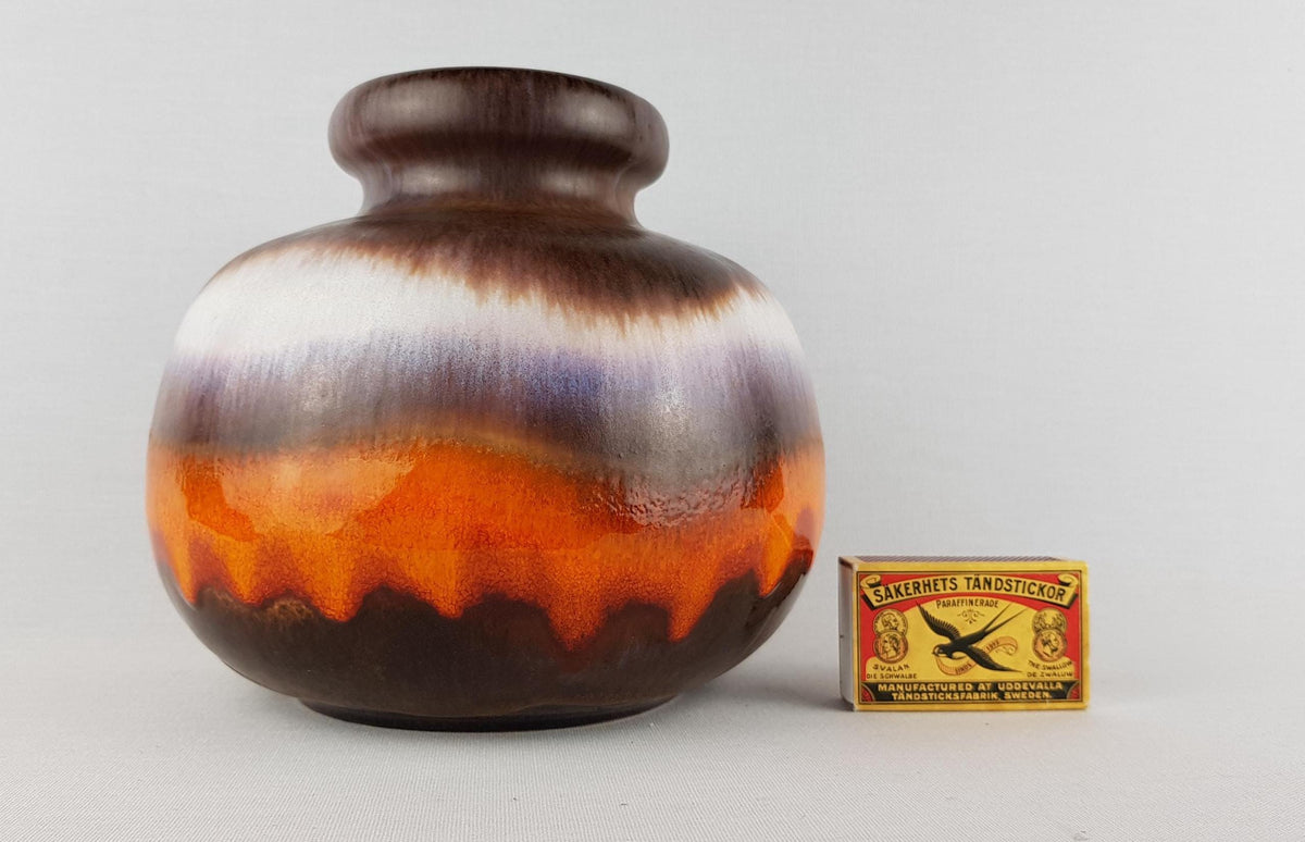 Vintage SCHEURICH KERAMIK CERAMOS Brown and Orange Vase 284-15 West German Pottery – 1970s