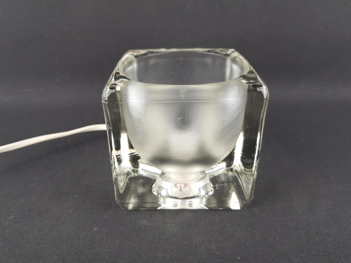 Vintage PEILL & PUTZLER Ice Cube Glass Table Lamp Crystal Clear Frosted Glass Germany 1970s