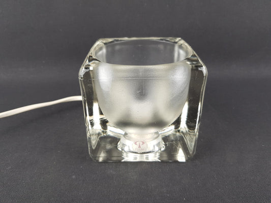 Vintage PEILL & PUTZLER Ice Cube Glass Table Lamp Crystal Clear Frosted Glass Germany 1970s