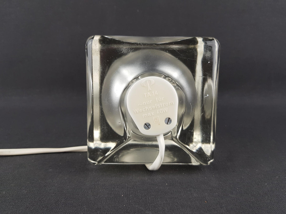 Vintage PEILL & PUTZLER Ice Cube Glass Table Lamp Crystal Clear Frosted Glass Germany 1970s