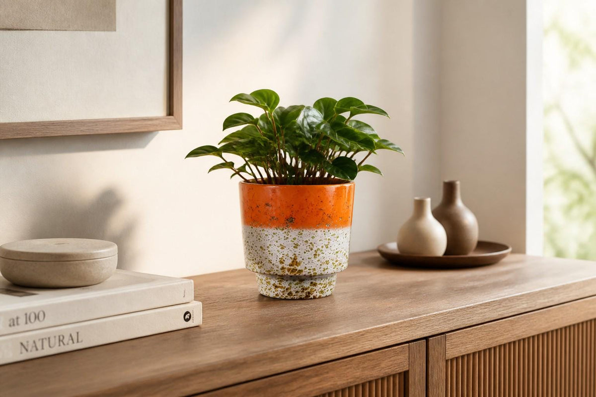 Vintage MAREI KERAMIK Orange Fat Lava Planter / Flower Pot with Berlin decor 12/3 West German Pottery 1970s