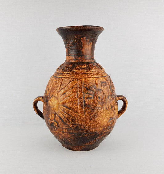 Vintage JASBA KERAMIK Caramel Brown Vase | "Mexico" Decor 1968 | Model 1096-30