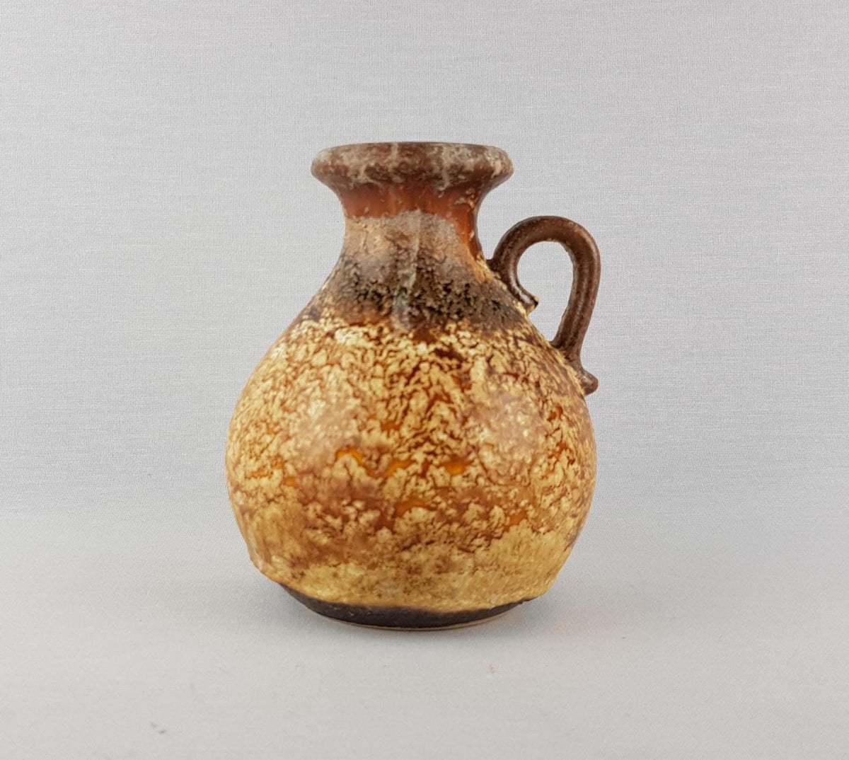 Vintage SCHEURICH KERAMIK Brown and Beige Fat Lava Vase 495-16 with Haro decor West German Pottery 1960s 1970s