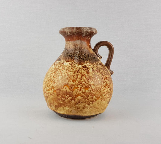 Vintage SCHEURICH KERAMIK Brown and Beige Fat Lava Vase 495-16 with Haro decor West German Pottery 1960s 1970s