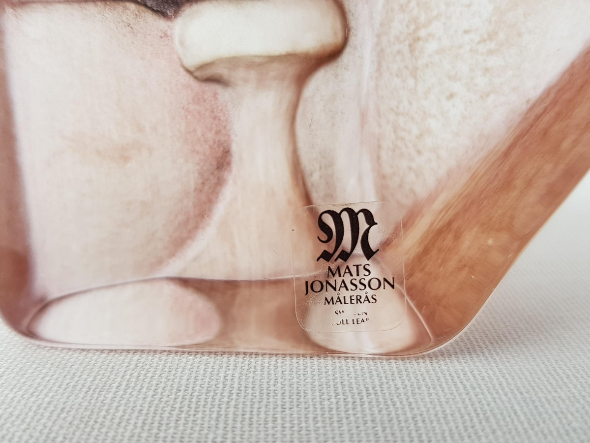 Vintage Mats Jonasson Målerås Sweden "Geno" Crystal Face Mask – Model 65103 – Swedish Art Glass Paperweight Sculpture – Signed & Numbered