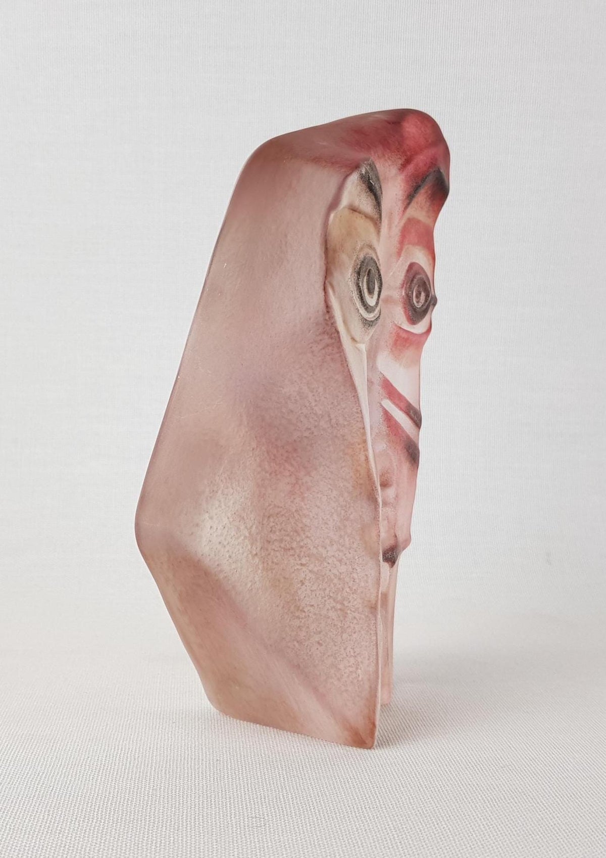 Vintage Mats Jonasson Målerås Sweden "Geno" Crystal Face Mask – Model 65103 – Swedish Art Glass Paperweight Sculpture – Signed & Numbered